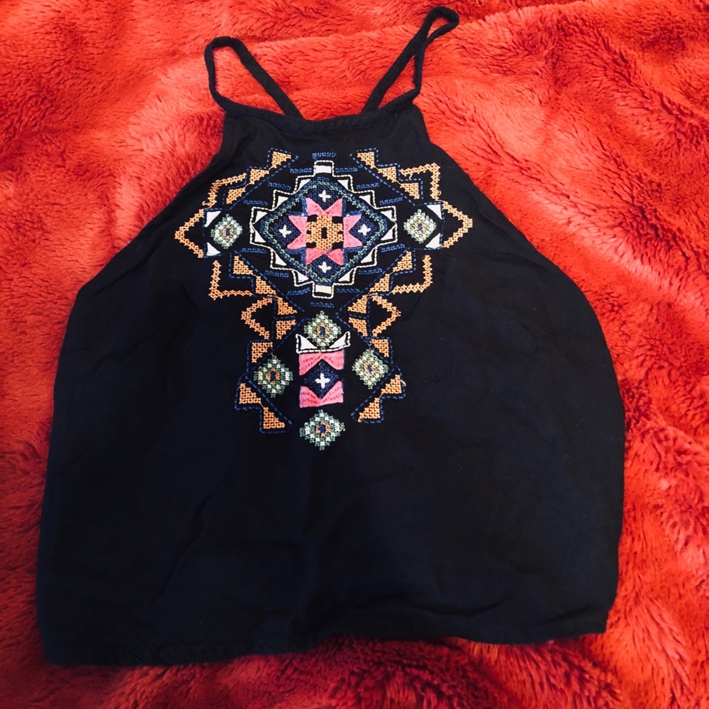 Small Hollister Blk Crop Top Tank w/ crossed back